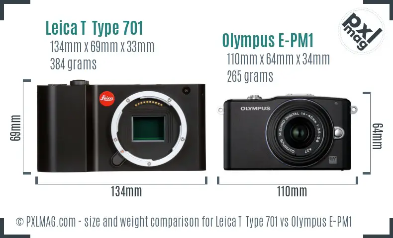 Leica T  Type 701 vs Olympus E-PM1 size comparison