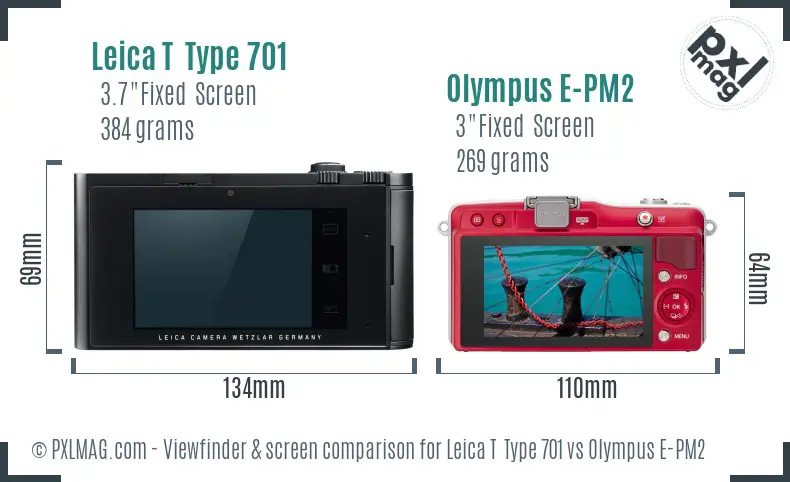 Leica T  Type 701 vs Olympus E-PM2 Screen and Viewfinder comparison