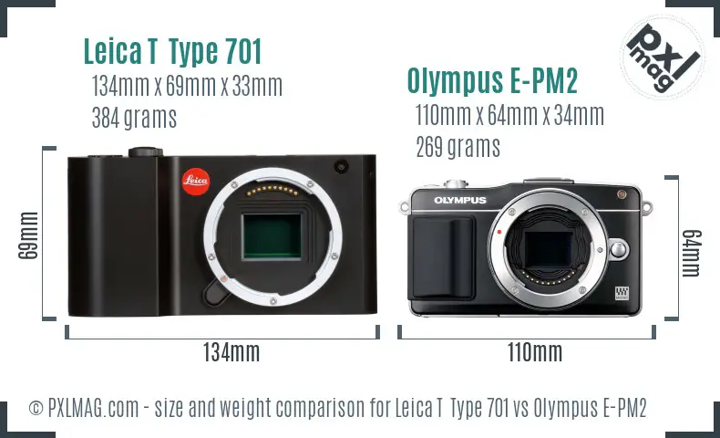 Leica T  Type 701 vs Olympus E-PM2 size comparison