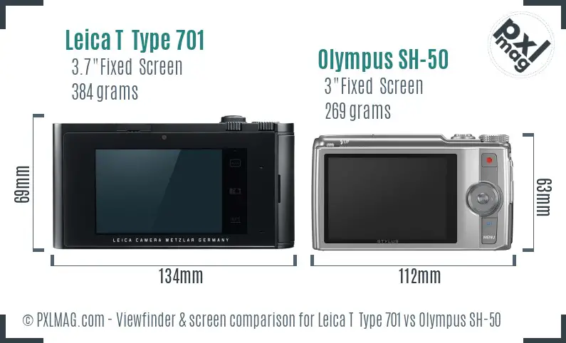 Leica T  Type 701 vs Olympus SH-50 Screen and Viewfinder comparison