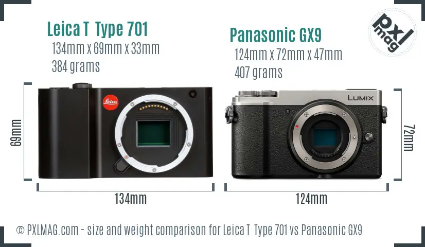 Leica T  Type 701 vs Panasonic GX9 size comparison