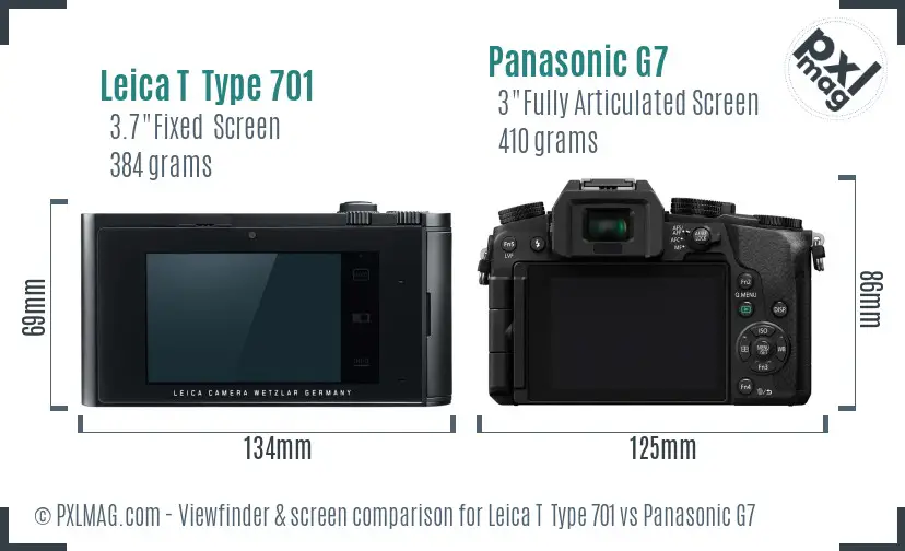 Leica T  Type 701 vs Panasonic G7 Screen and Viewfinder comparison