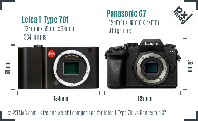 Leica T  Type 701 vs Panasonic G7 size comparison