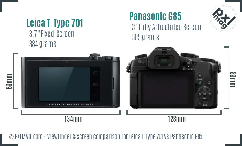 Leica T  Type 701 vs Panasonic G85 Screen and Viewfinder comparison