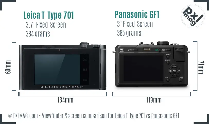 Leica T  Type 701 vs Panasonic GF1 Screen and Viewfinder comparison