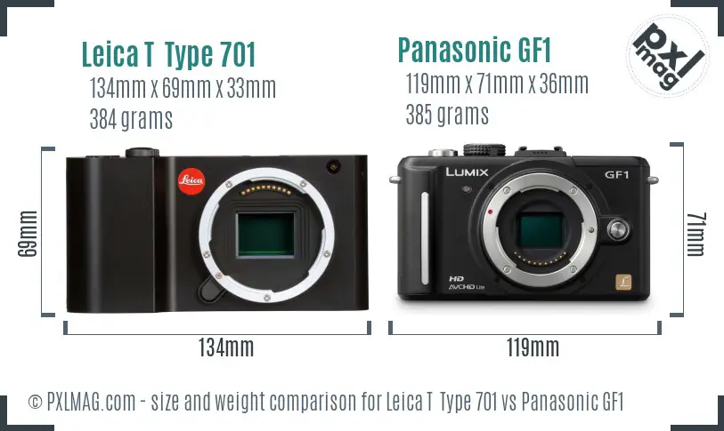 Leica T  Type 701 vs Panasonic GF1 size comparison