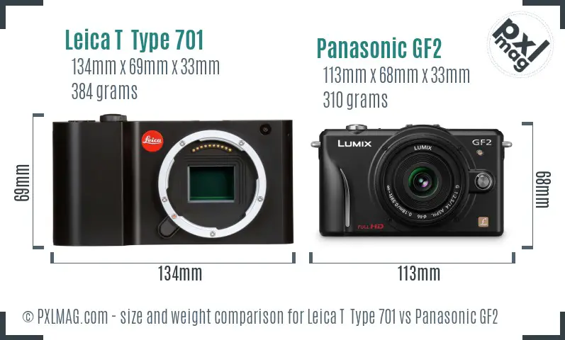 Leica T  Type 701 vs Panasonic GF2 size comparison