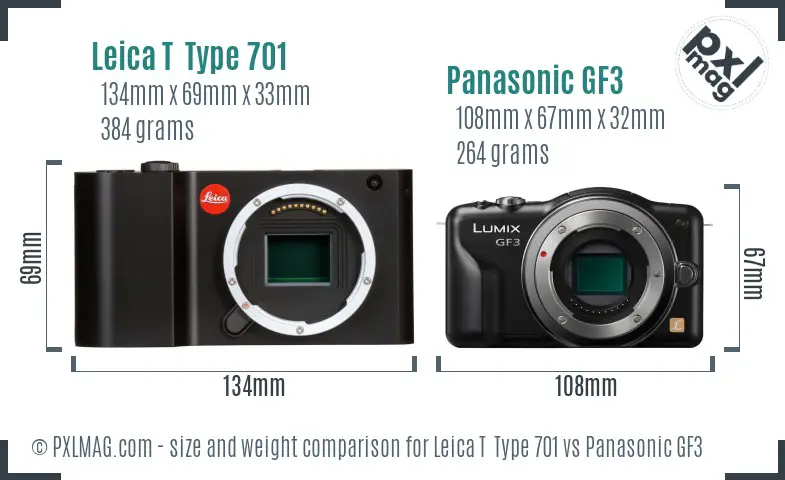 Leica T  Type 701 vs Panasonic GF3 size comparison