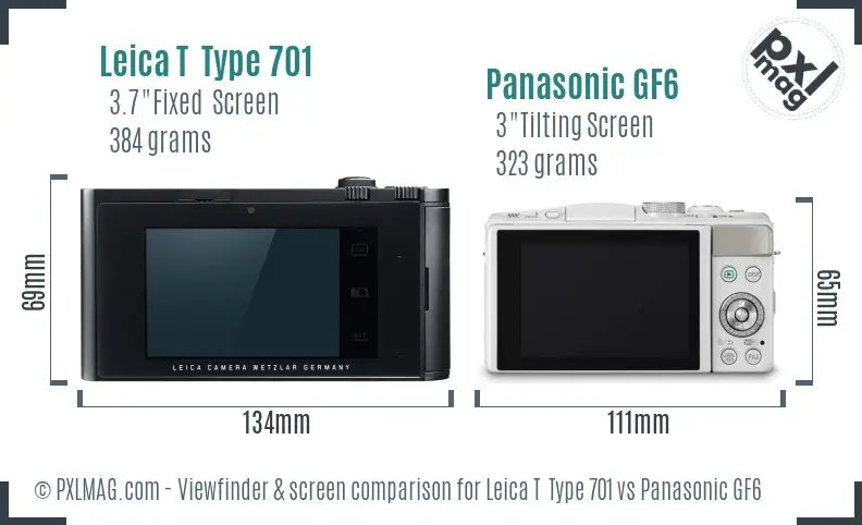 Leica T  Type 701 vs Panasonic GF6 Screen and Viewfinder comparison