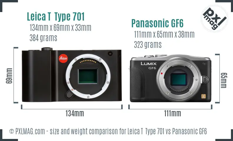 Leica T  Type 701 vs Panasonic GF6 size comparison