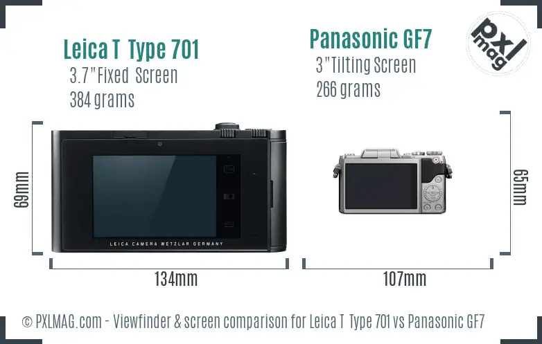 Leica T  Type 701 vs Panasonic GF7 Screen and Viewfinder comparison