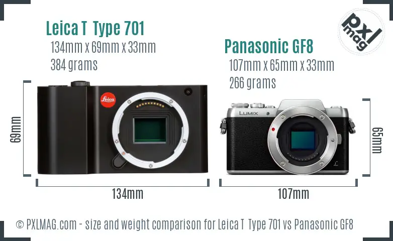 Leica T  Type 701 vs Panasonic GF8 size comparison