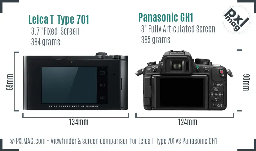 Leica T  Type 701 vs Panasonic GH1 Screen and Viewfinder comparison