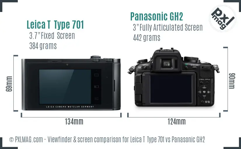 Leica T  Type 701 vs Panasonic GH2 Screen and Viewfinder comparison