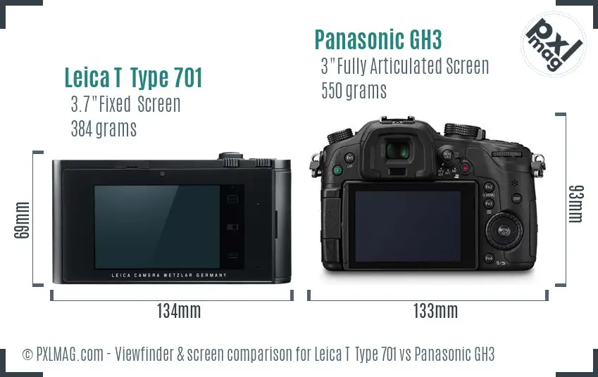 Leica T  Type 701 vs Panasonic GH3 Screen and Viewfinder comparison