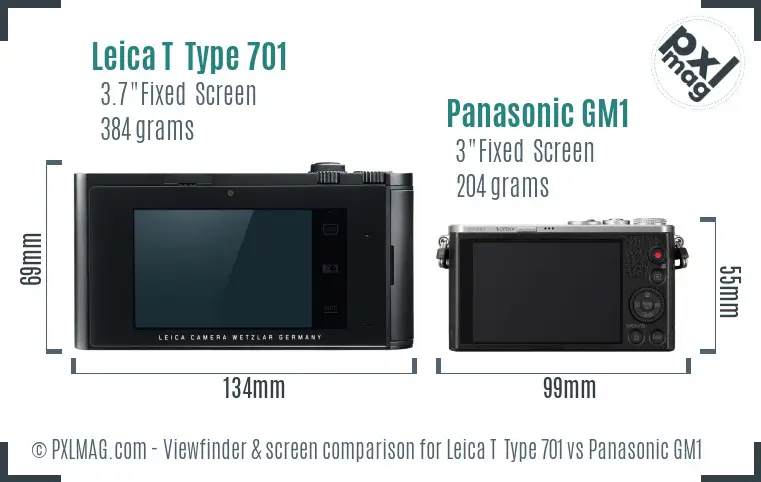 Leica T  Type 701 vs Panasonic GM1 Screen and Viewfinder comparison