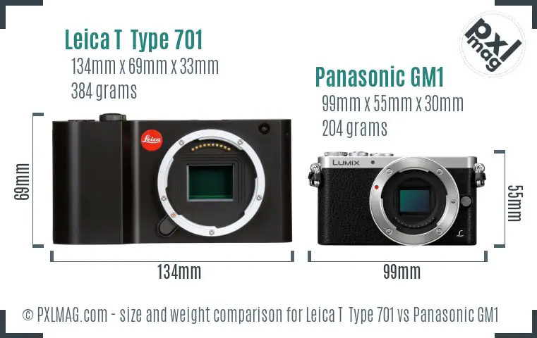 Leica T  Type 701 vs Panasonic GM1 size comparison