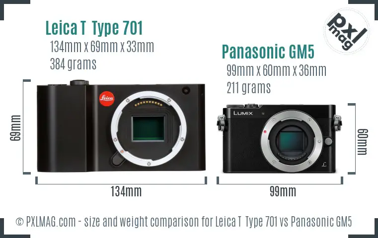 Leica T  Type 701 vs Panasonic GM5 size comparison