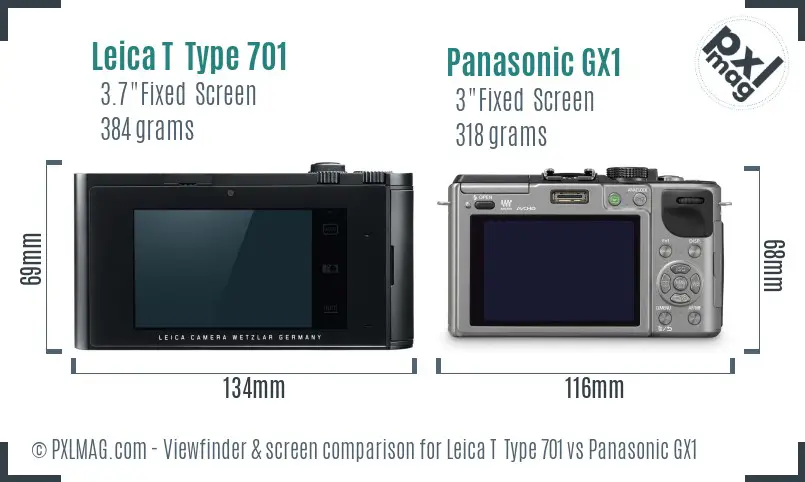Leica T Type 701 vs Panasonic GX1 Screen and Viewfinder comparison Leica T Type 701 vs Panasonic GX1 Screen and Viewfinder comparison