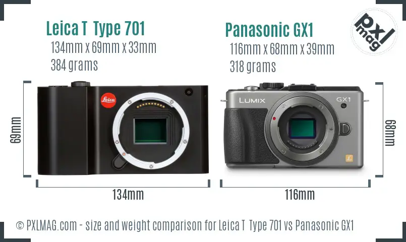 Leica T Type 701 vs Panasonic GX1 size comparison Leica T Type 701 vs Panasonic GX1 size comparison