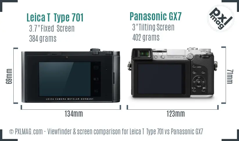 Leica T  Type 701 vs Panasonic GX7 Screen and Viewfinder comparison