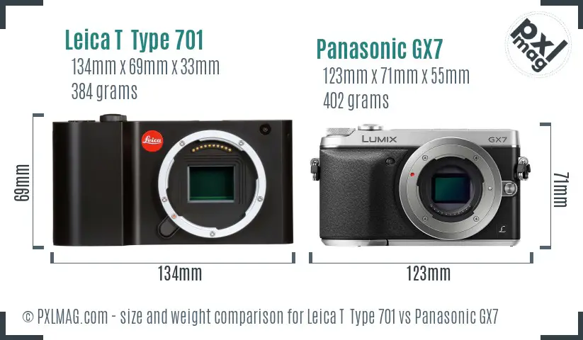 Leica T  Type 701 vs Panasonic GX7 size comparison