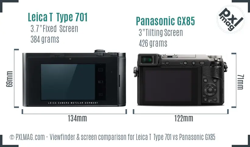 Leica T  Type 701 vs Panasonic GX85 Screen and Viewfinder comparison