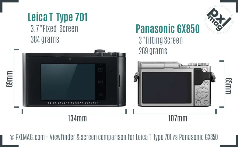 Leica T  Type 701 vs Panasonic GX850 Screen and Viewfinder comparison