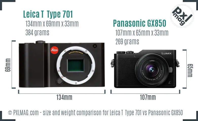 Leica T  Type 701 vs Panasonic GX850 size comparison