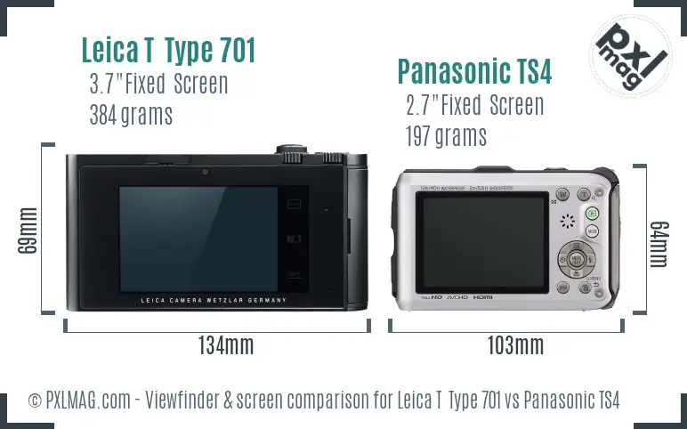 Leica T  Type 701 vs Panasonic TS4 Screen and Viewfinder comparison