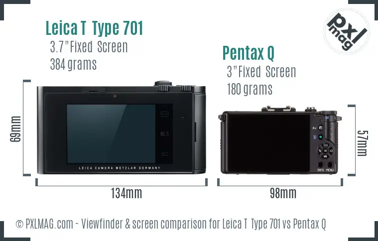 Leica T  Type 701 vs Pentax Q Screen and Viewfinder comparison