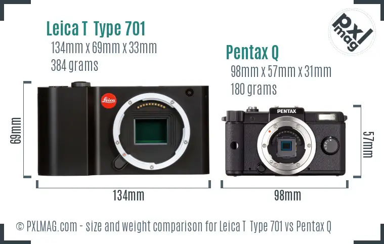 Leica T  Type 701 vs Pentax Q size comparison