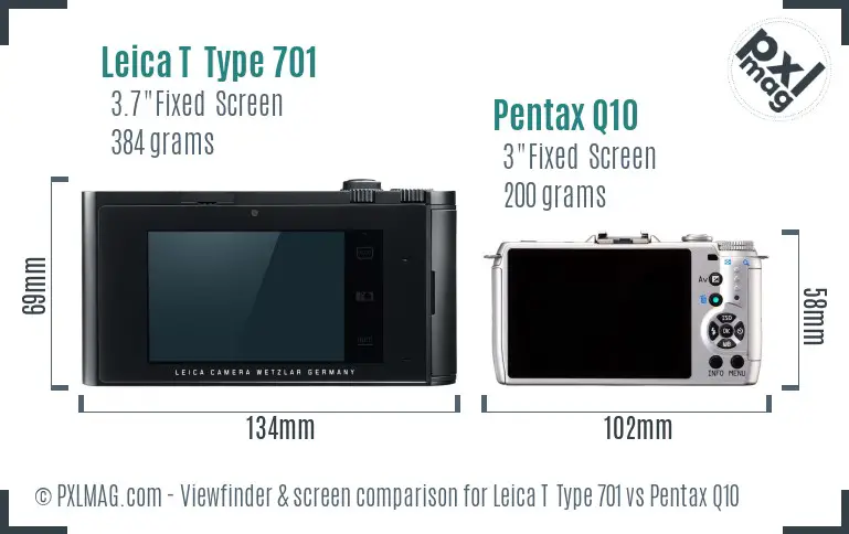 Leica T  Type 701 vs Pentax Q10 Screen and Viewfinder comparison