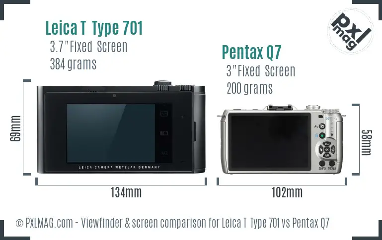Leica T  Type 701 vs Pentax Q7 Screen and Viewfinder comparison