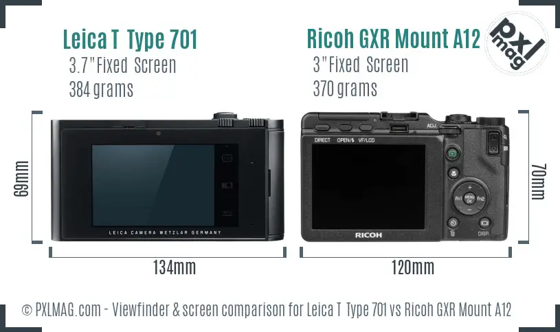 Leica T  Type 701 vs Ricoh GXR Mount A12 Screen and Viewfinder comparison