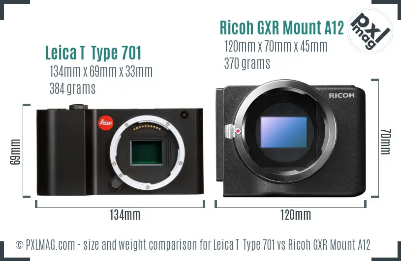 Leica T  Type 701 vs Ricoh GXR Mount A12 size comparison