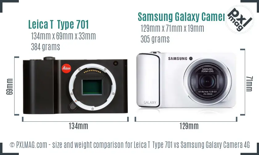 Leica T  Type 701 vs Samsung Galaxy Camera 4G size comparison