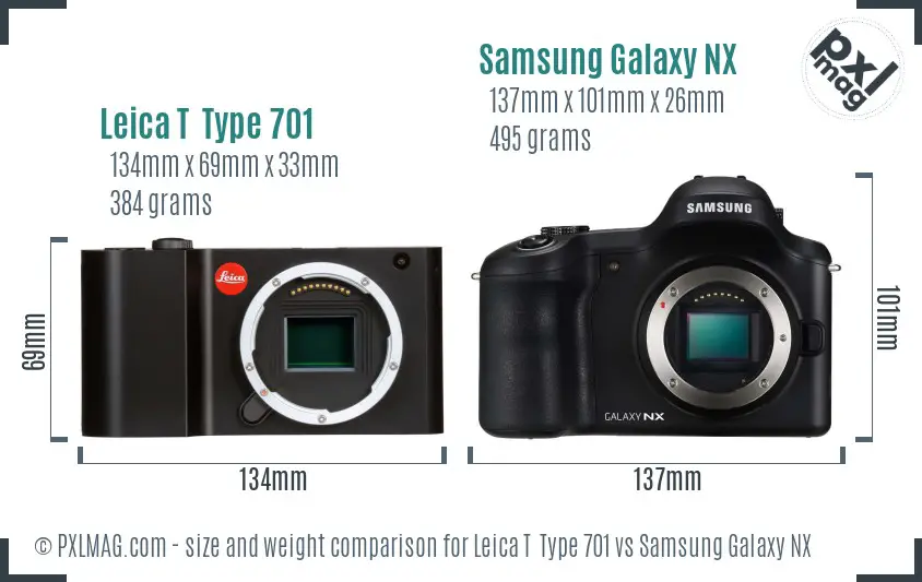 Leica T  Type 701 vs Samsung Galaxy NX size comparison