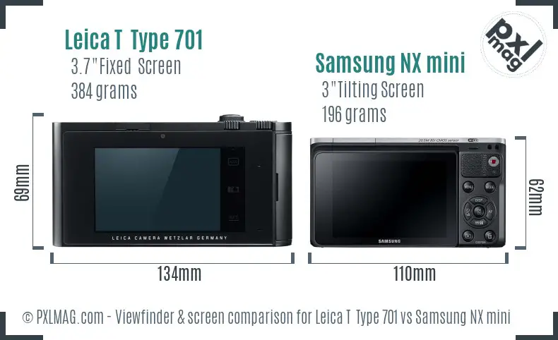 Leica T Type 701 vs Samsung NX mini Screen and Viewfinder comparison Leica T Type 701 vs Samsung NX mini Screen and Viewfinder comparison