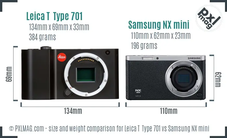 Leica T Type 701 vs Samsung NX mini size comparison Leica T Type 701 vs Samsung NX mini size comparison