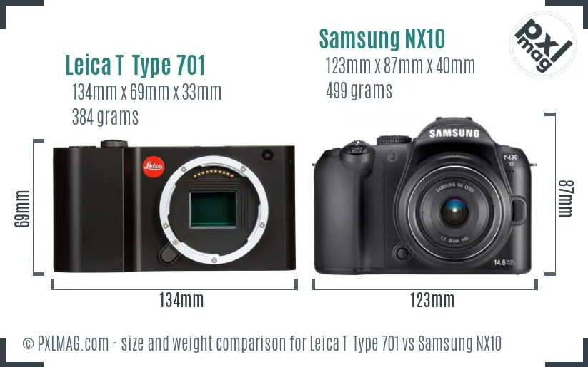 Leica T  Type 701 vs Samsung NX10 size comparison
