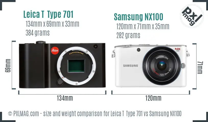 Leica T  Type 701 vs Samsung NX100 size comparison