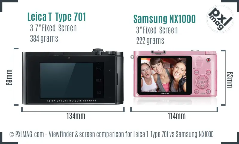 Leica T Type 701 vs Samsung NX1000 Screen and Viewfinder comparison Leica T Type 701 vs Samsung NX1000 Screen and Viewfinder comparison