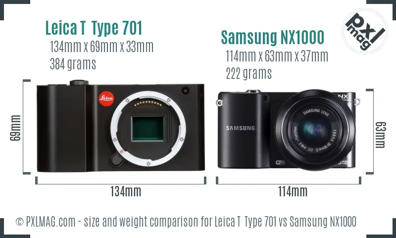 Leica T Type 701 vs Samsung NX1000 size comparison Leica T Type 701 vs Samsung NX1000 size comparison