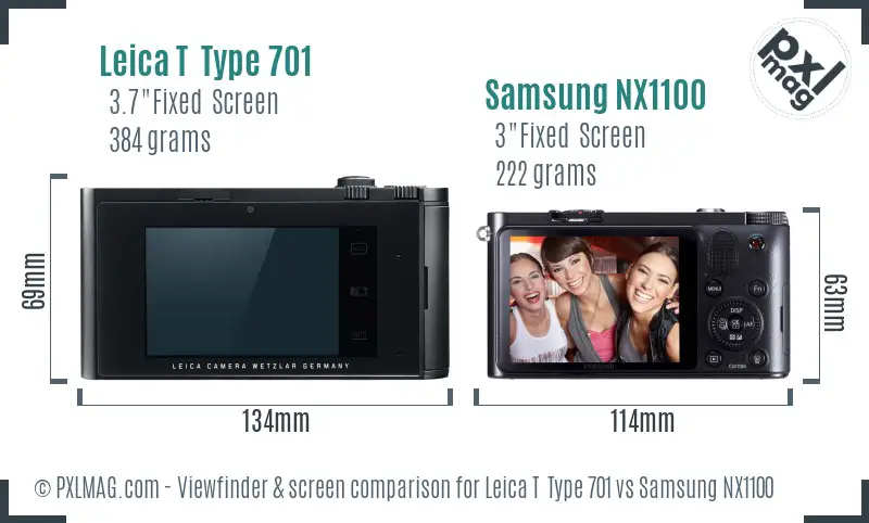 Leica T  Type 701 vs Samsung NX1100 Screen and Viewfinder comparison