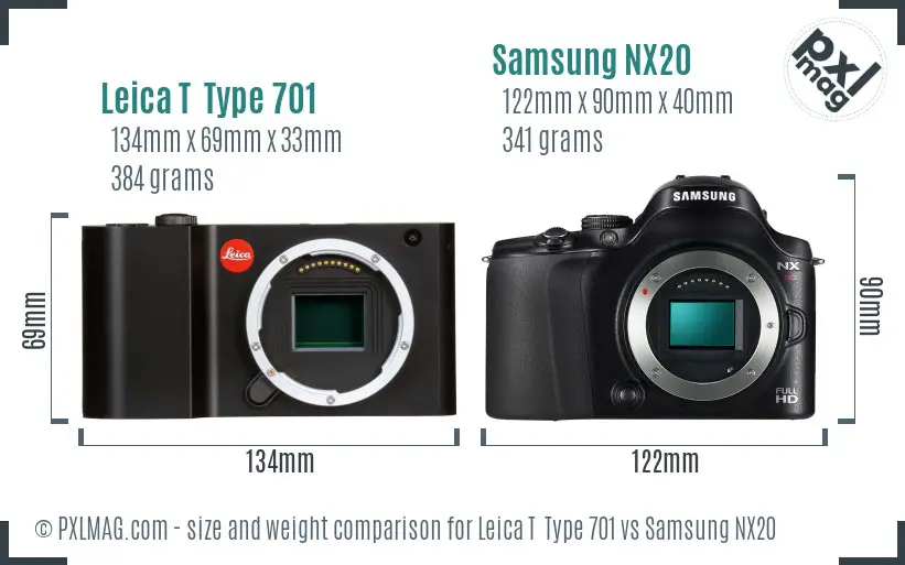 Leica T  Type 701 vs Samsung NX20 size comparison