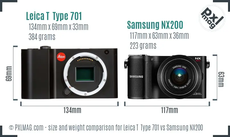 Leica T  Type 701 vs Samsung NX200 size comparison