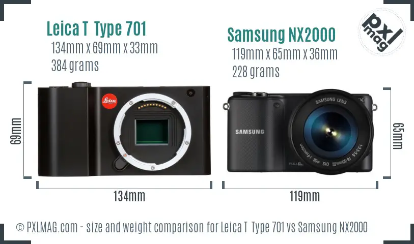 Leica T  Type 701 vs Samsung NX2000 size comparison