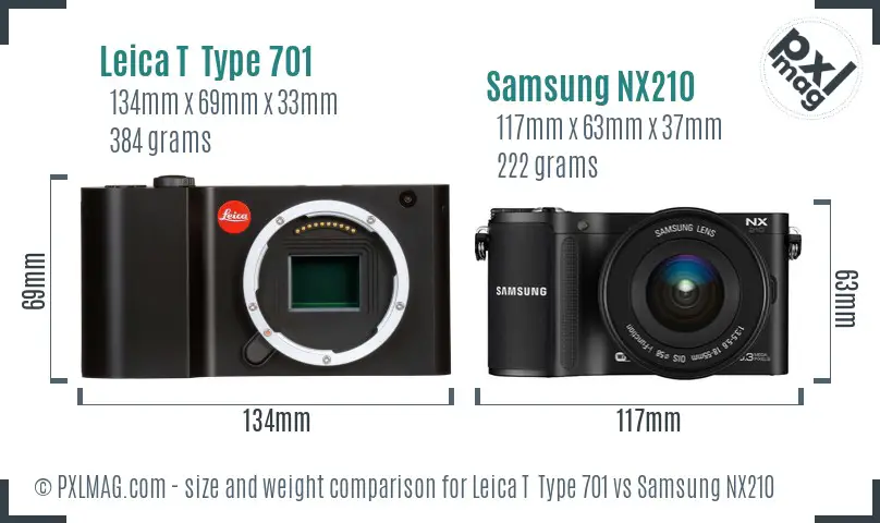 Leica T  Type 701 vs Samsung NX210 size comparison