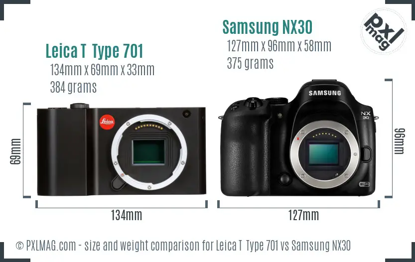 Leica T  Type 701 vs Samsung NX30 size comparison